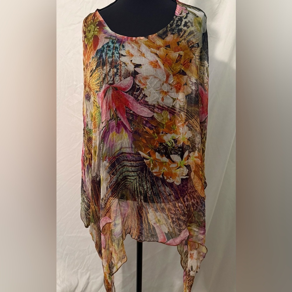 Sterling Styles Artsilk Colorful Floral Women's Tunic Top
